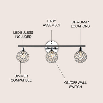 Maeve Iron/Glass Contemporary Glam LED Vanity Light